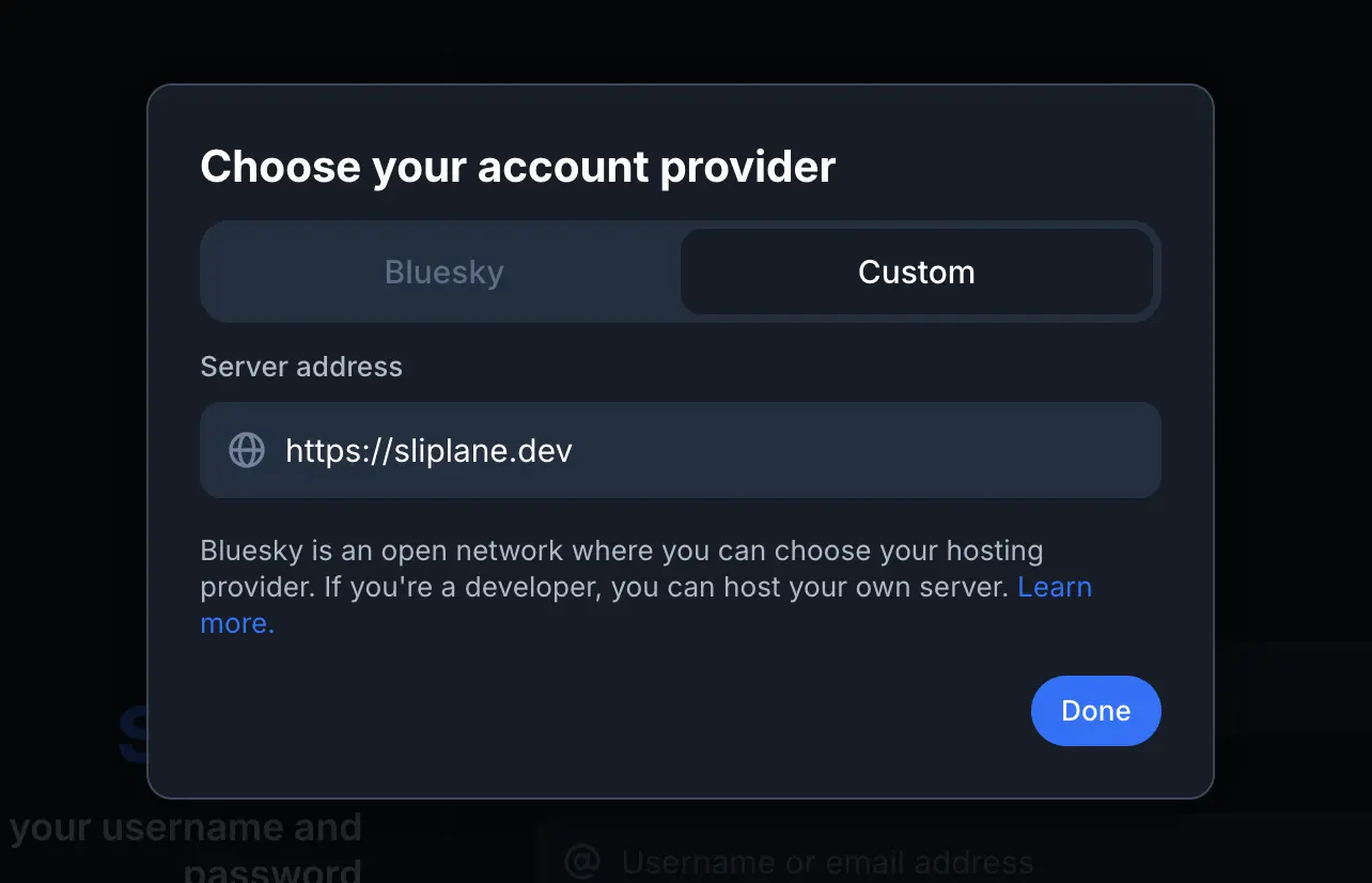 Sign in to Bluesky with custom provider