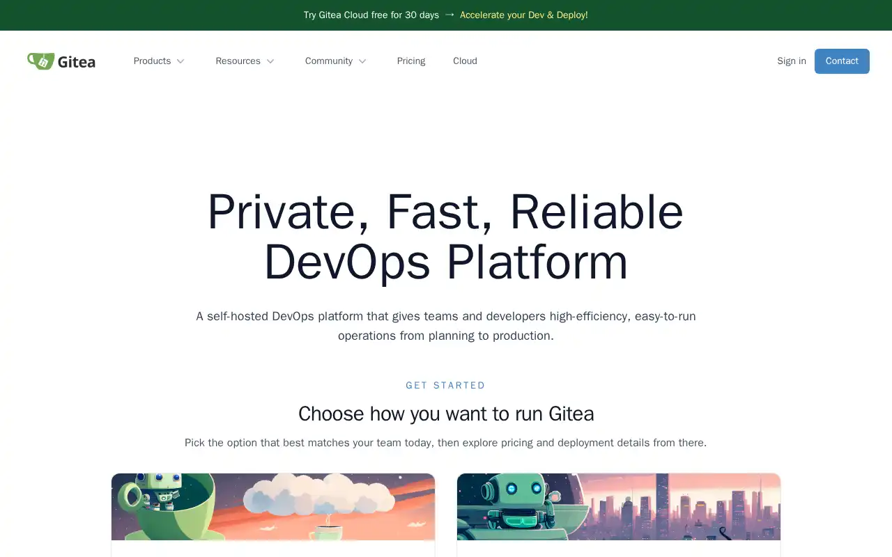 Gitea Landing Page