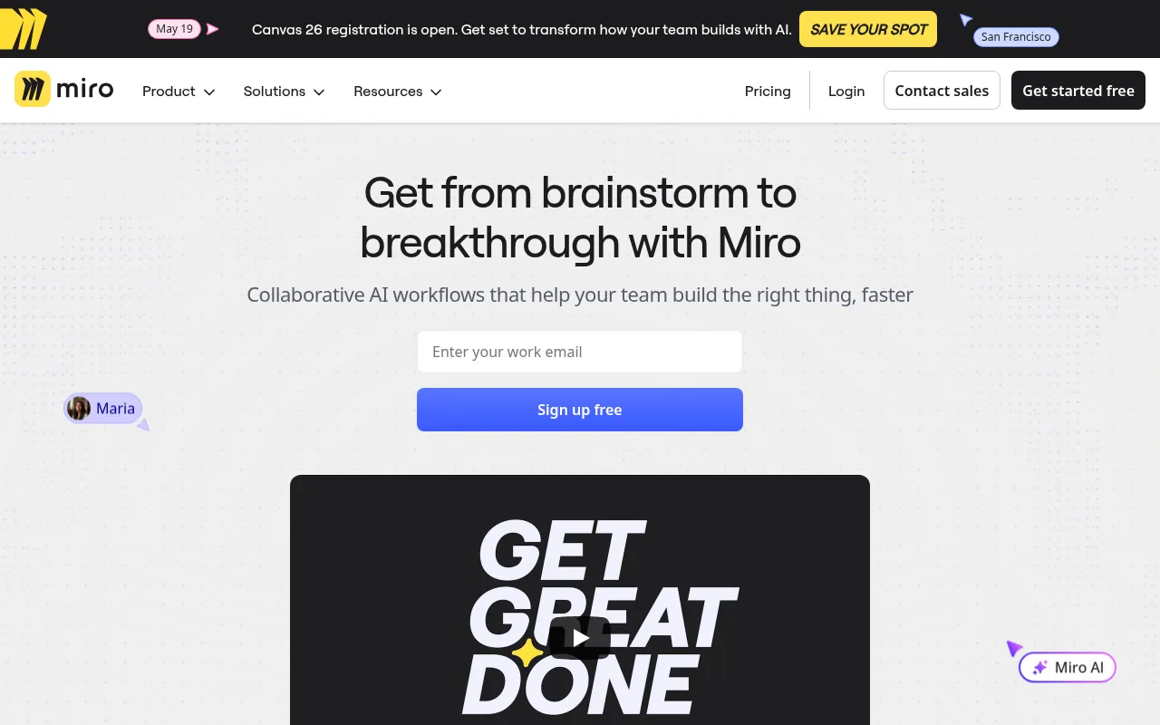 Miro Landing Page