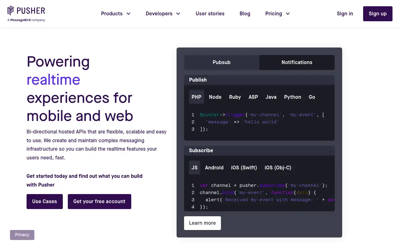 Pusher Landing Page