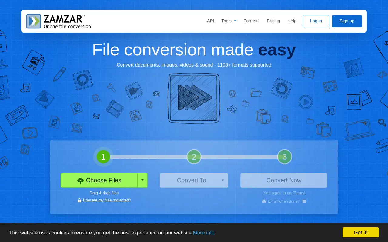 Zamzar Landing Page